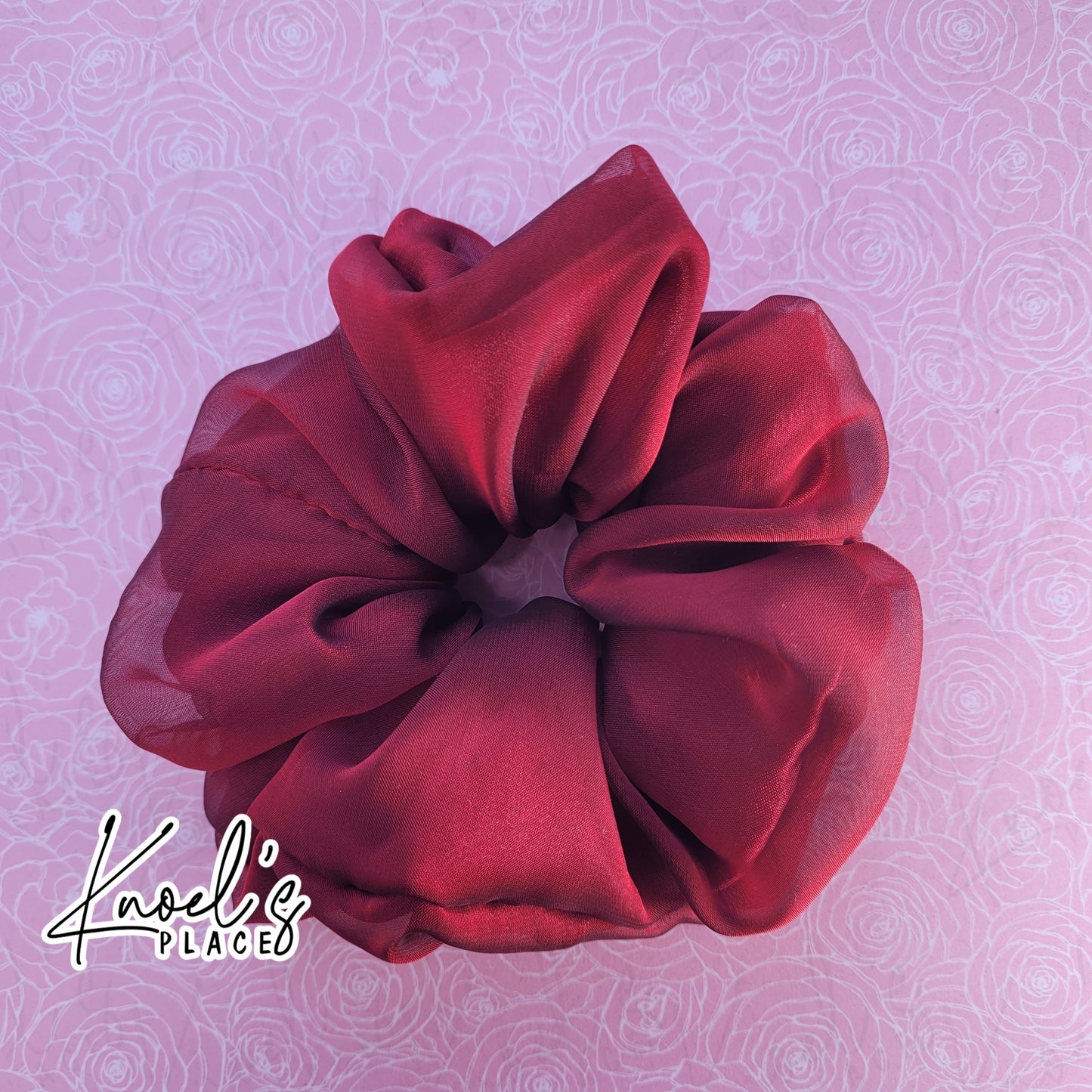 Ruby Red Handmade Scrunchies | Double-Layer Satin & Chiffon Oversized or Single Layer Satin Hair Ties