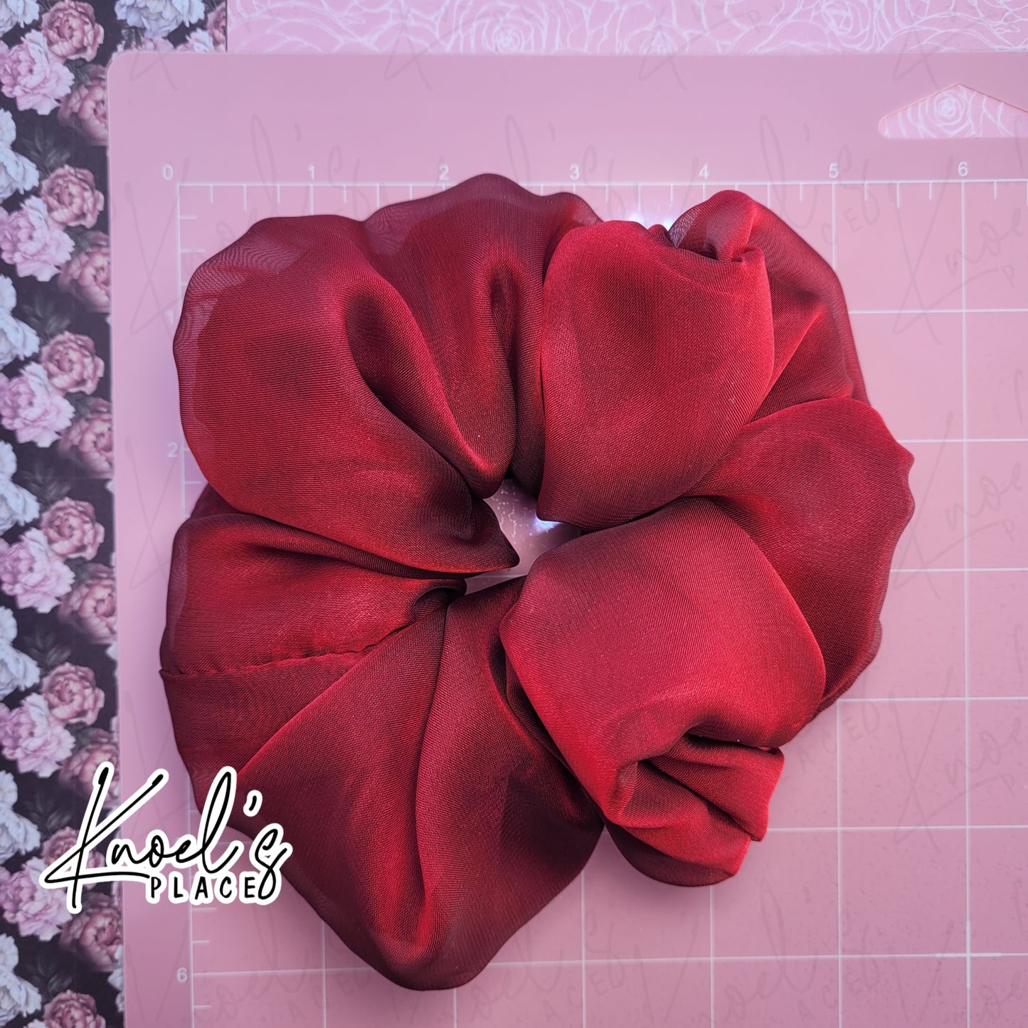 Ruby Red Handmade Scrunchies | Double-Layer Satin & Chiffon Oversized or Single Layer Satin Hair Ties