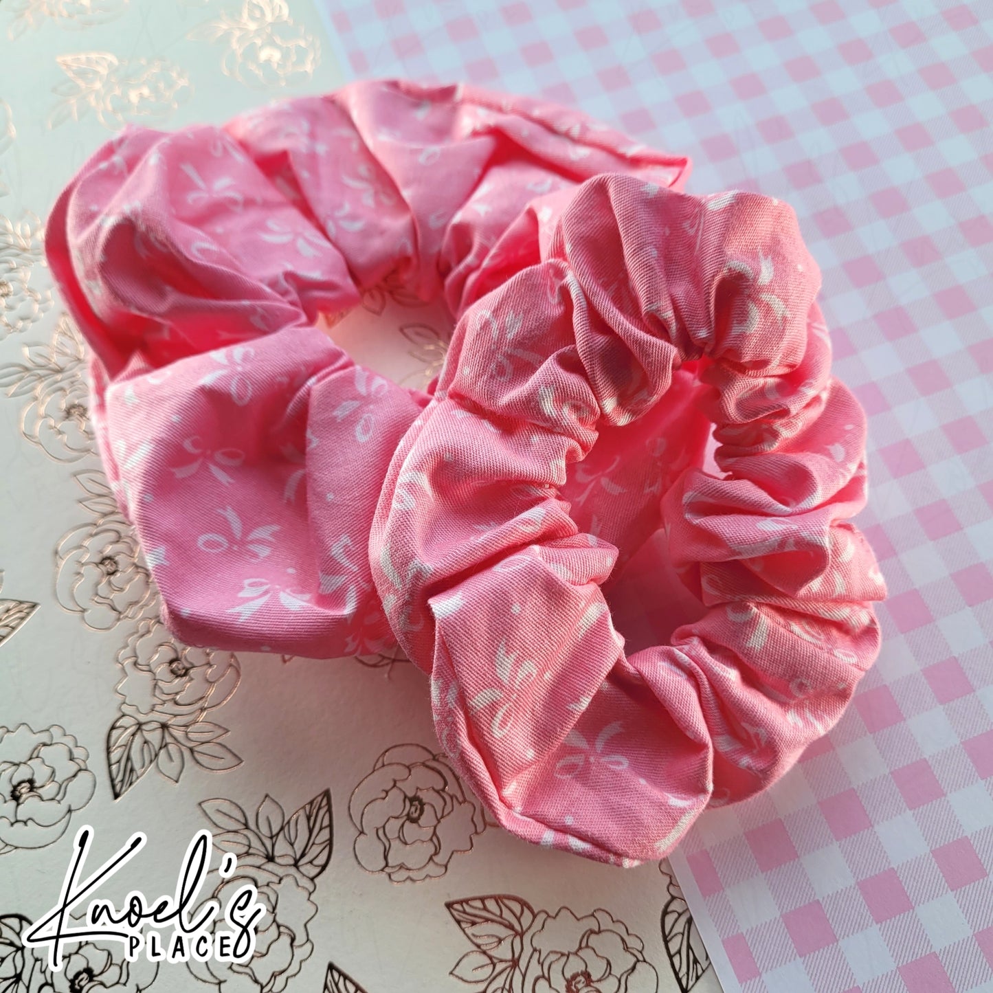 SOFIA | Pink Coquette Bow Handmade Cotton Scrunchies