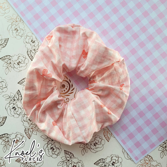 LILY | Pink Coquette Gingham Bow Handmade Cotton Scrunchies