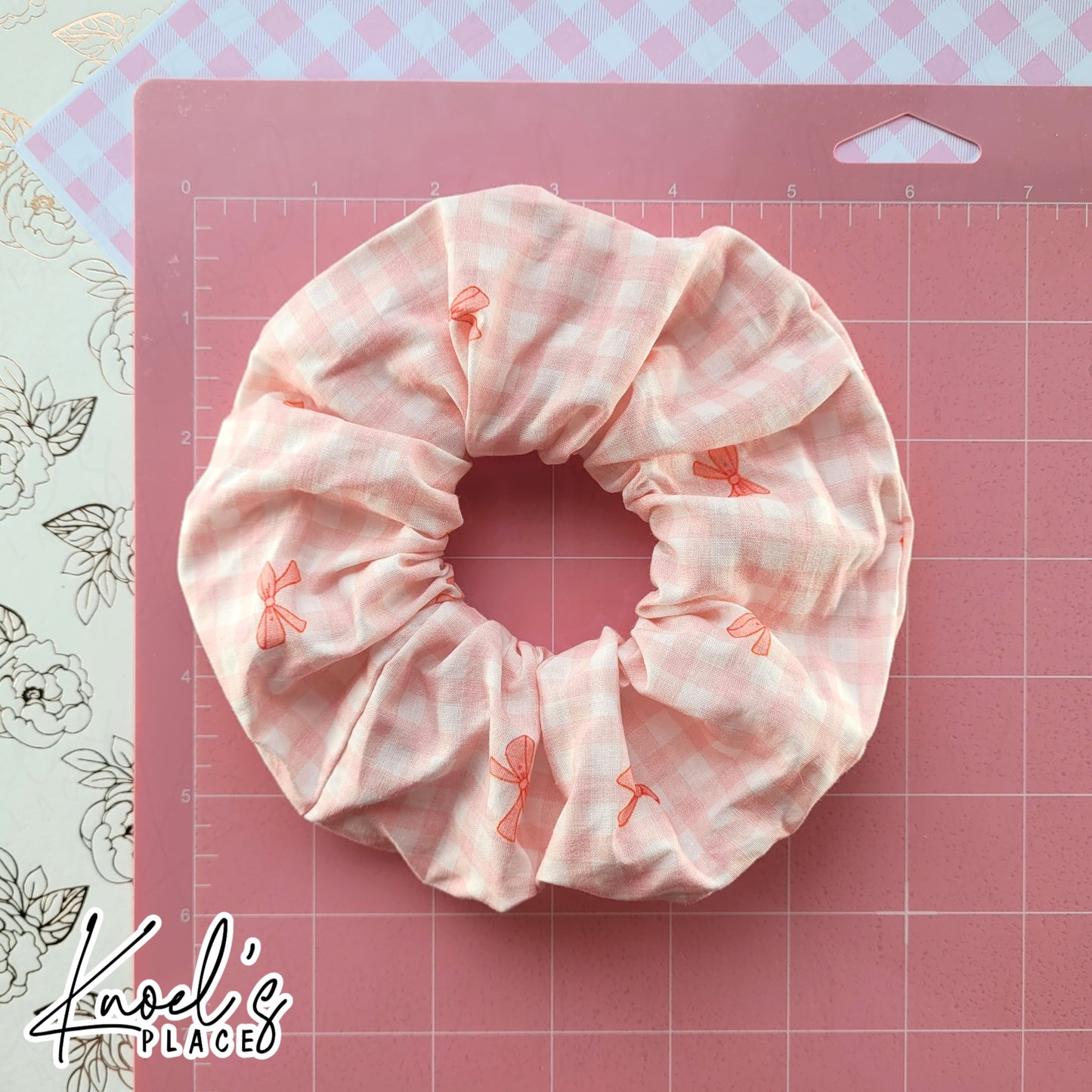 LILY | Pink Coquette Gingham Bow Handmade Cotton Scrunchies