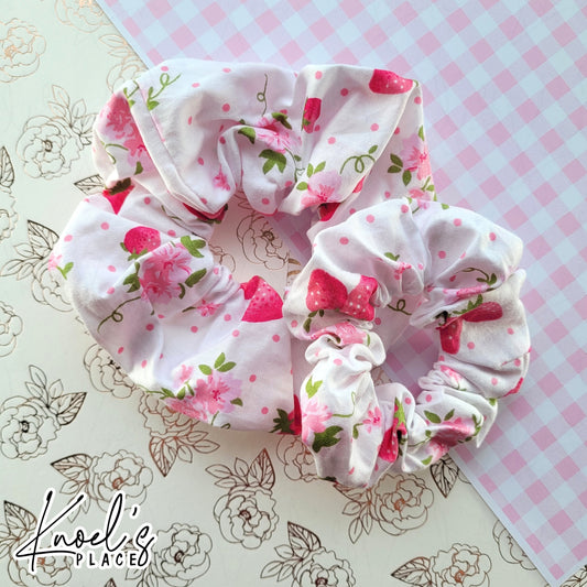 Strawberry Bloom | Kawaii Cute Handmade Cotton Scrunchies