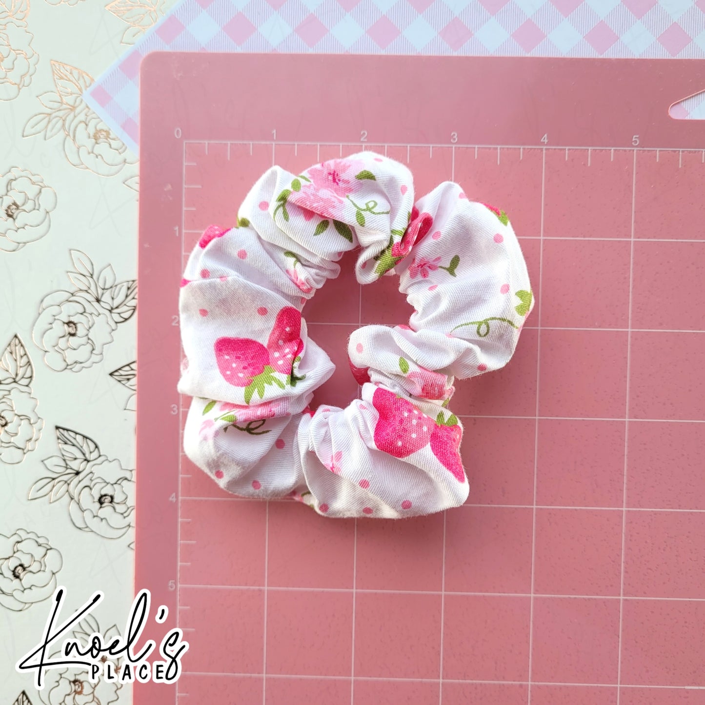 Strawberry Bloom | Kawaii Cute Handmade Cotton Scrunchies