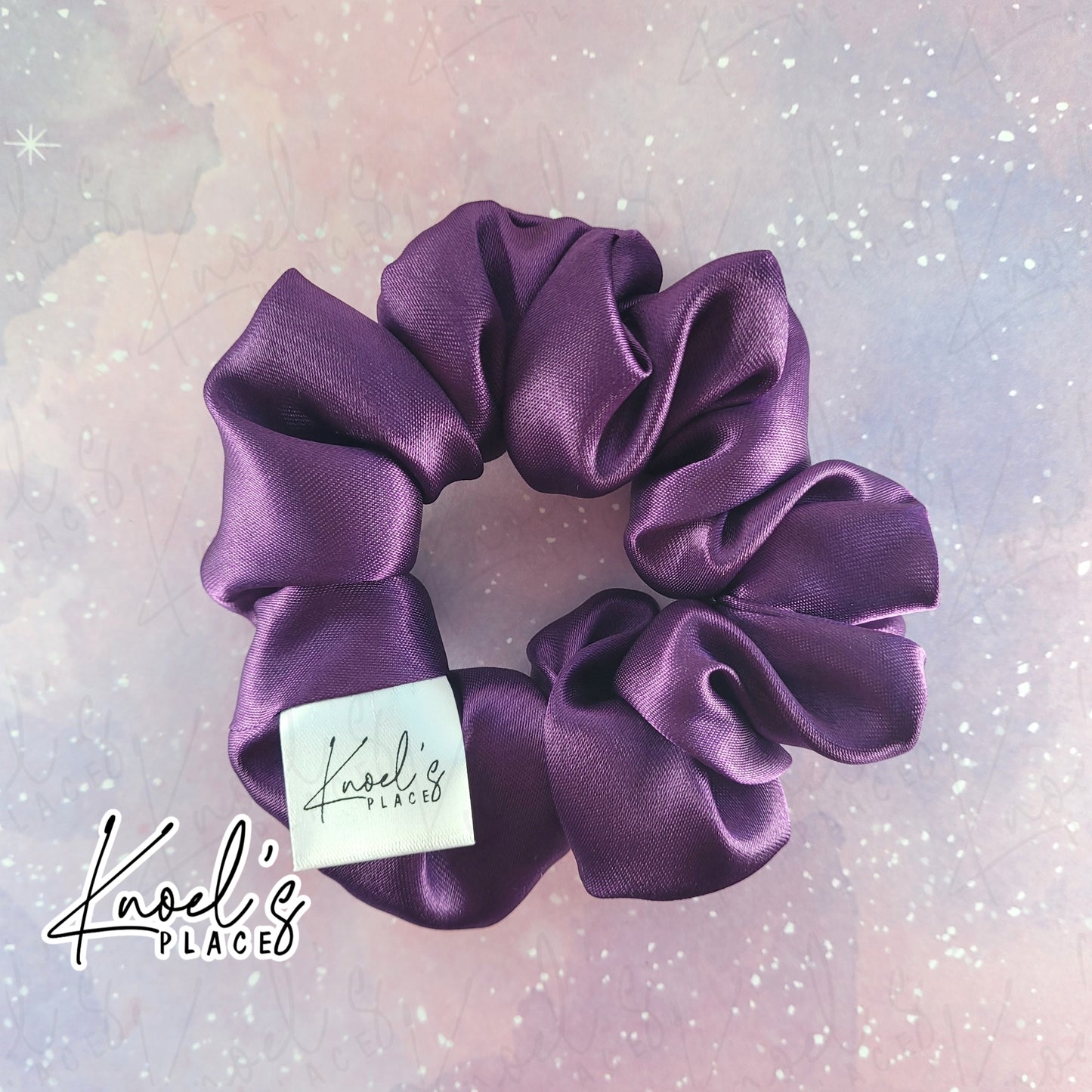 Amethyst Purple Handmade Scrunchies | Double-Layer Satin & Chiffon Oversized or Single Layer Satin Hair Ties | Luxury Hair Accessory