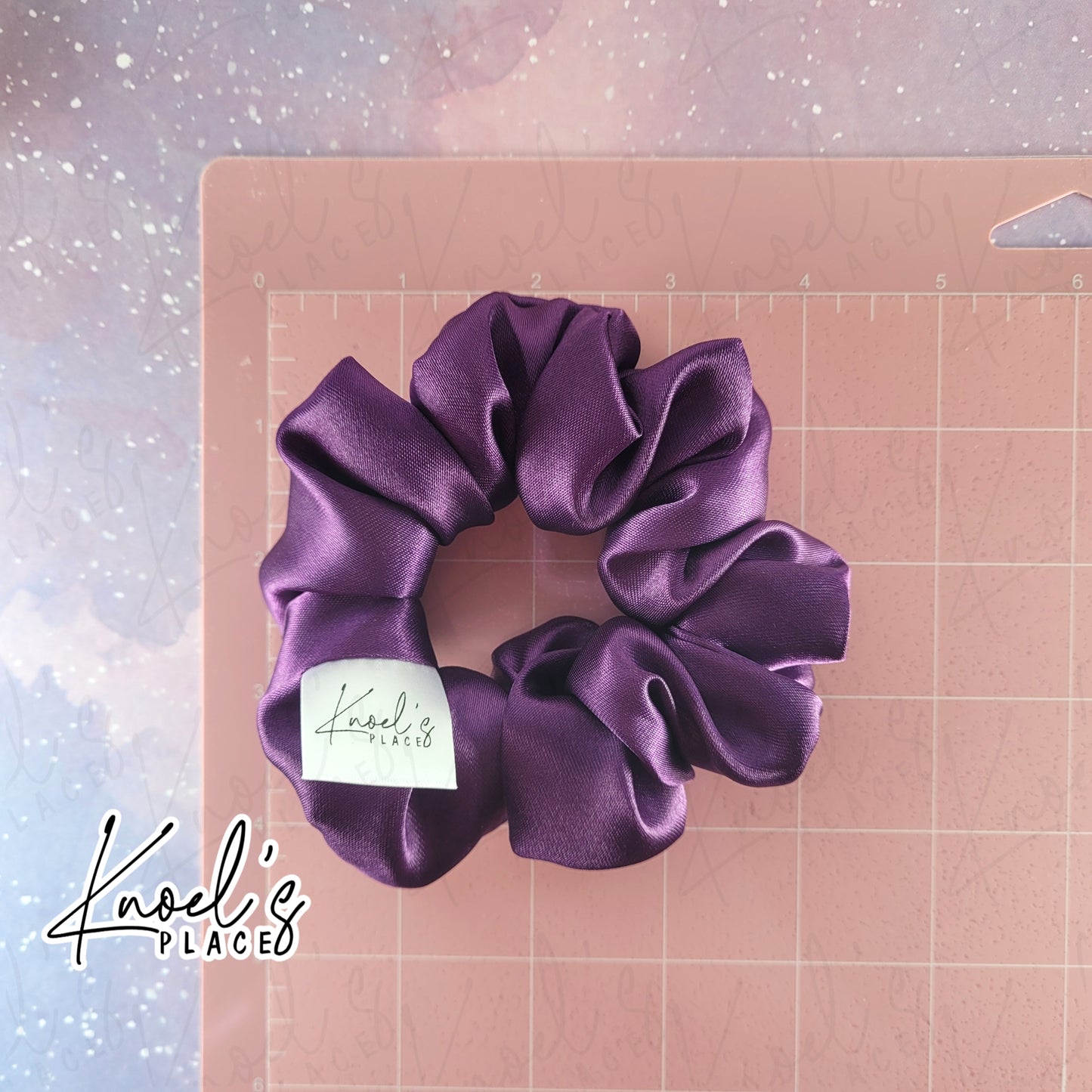 Amethyst Purple Handmade Scrunchies | Double-Layer Satin & Chiffon Oversized or Single Layer Satin Hair Ties | Luxury Hair Accessory