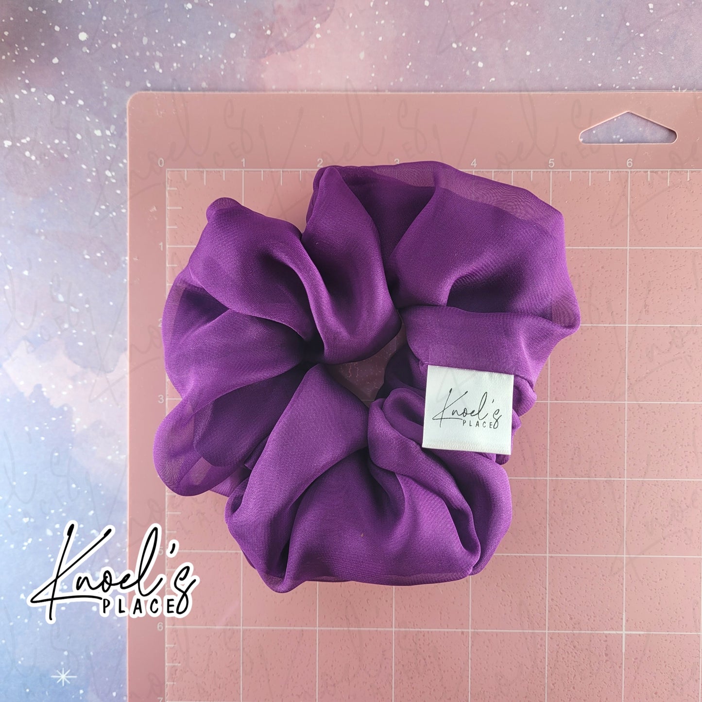 Amethyst Purple Handmade Scrunchies | Double-Layer Satin & Chiffon Oversized or Single Layer Satin Hair Ties | Luxury Hair Accessory