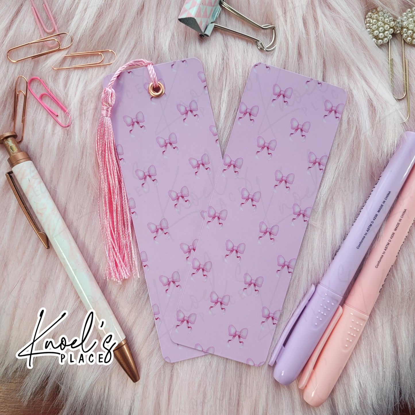 Pink Coquette Bow Pattern Bookmark
