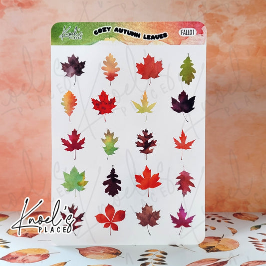 Cozy Autumn Leaves Planner Sticker Sheet