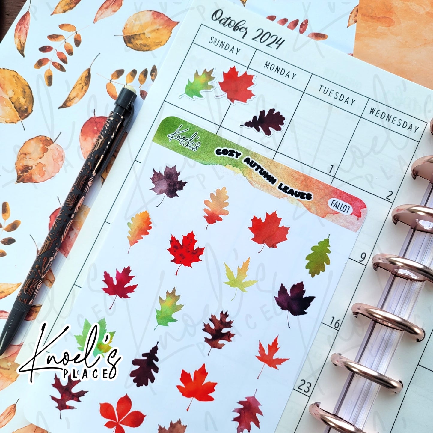 Cozy Autumn Leaves Planner Sticker Sheet