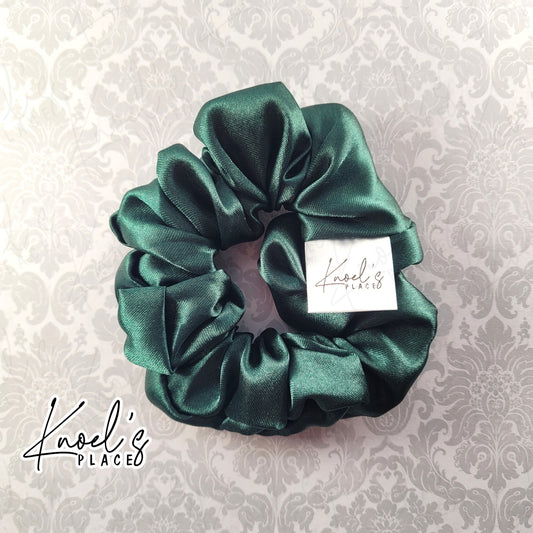Evergreen Handmade Scrunchies | Double-Layer Satin & Chiffon Oversized or Single Layer Satin Hair Ties