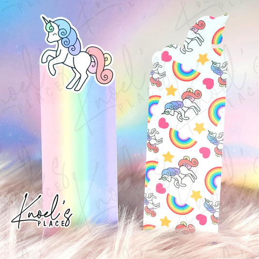 Kawaii Unicorn Silhouette and Pattern Bookmark