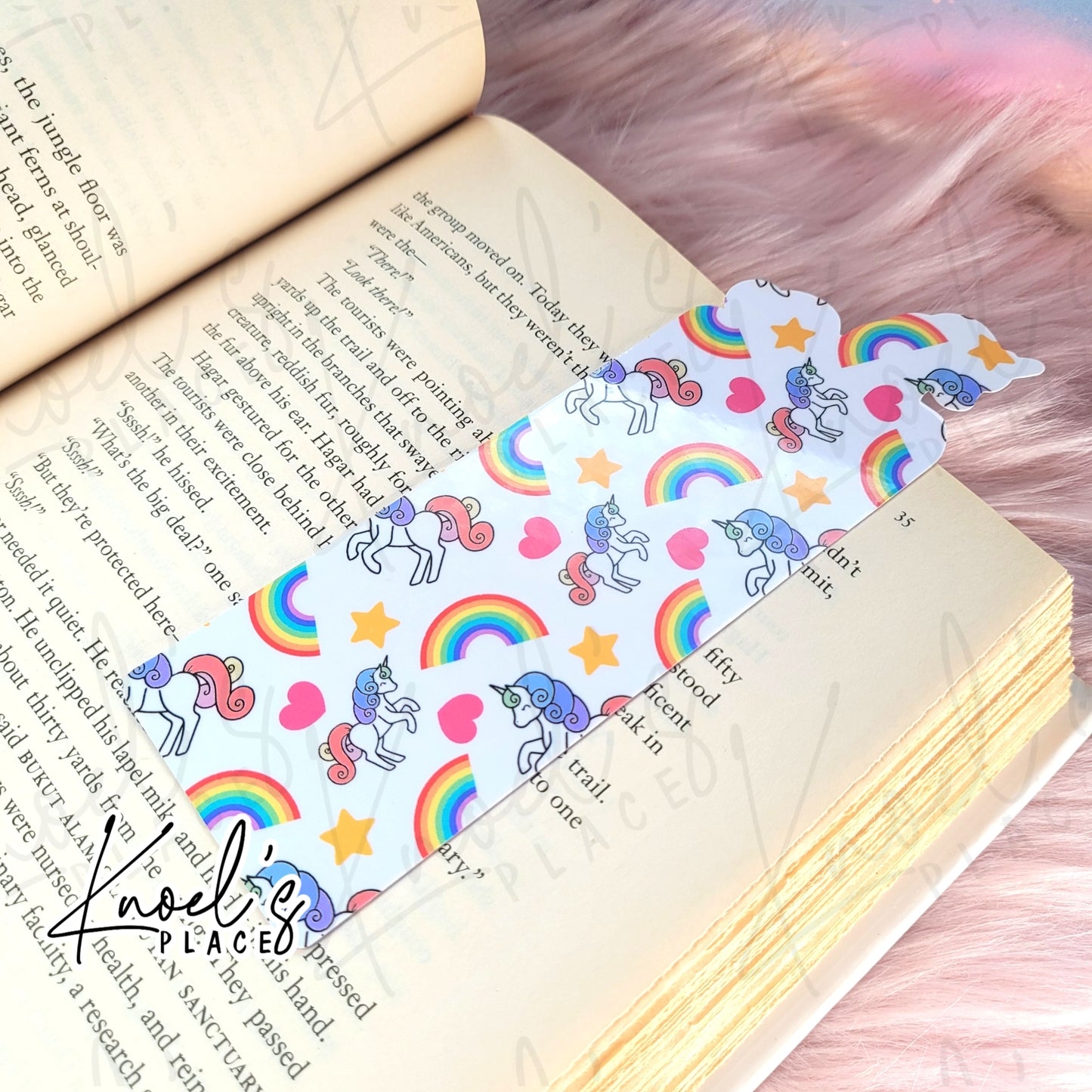 Kawaii Unicorn Silhouette and Pattern Bookmark