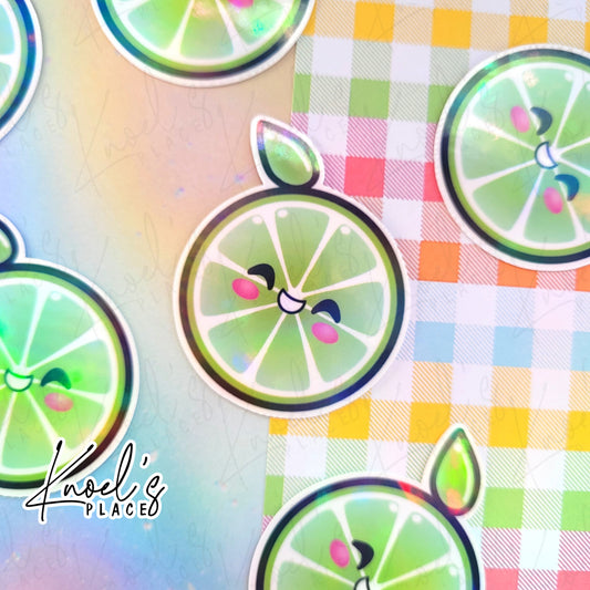 Lenny Lime Holographic Vinyl Sticker Decal | Neon Picnic