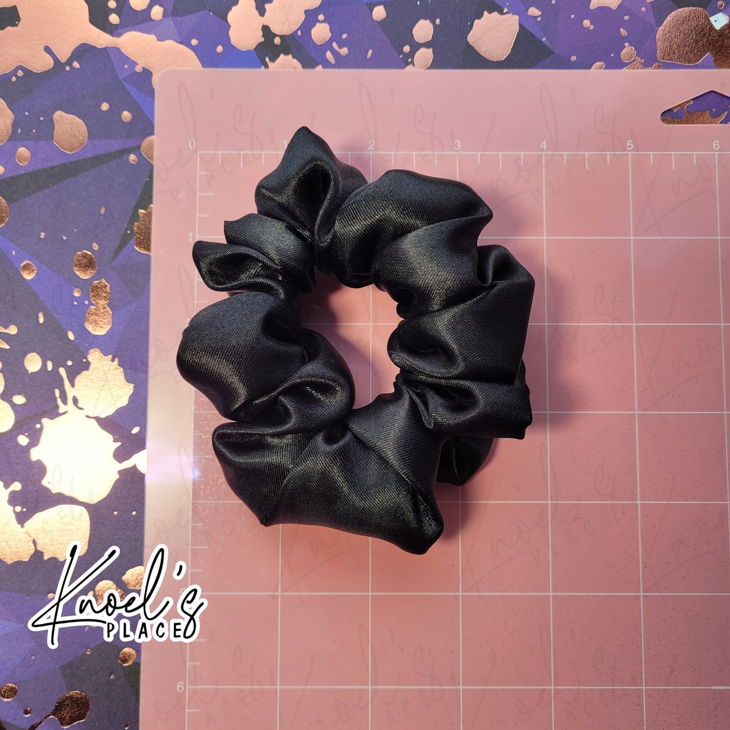 Obsidian Black Handmade Scrunchies | Double-Layer Satin & Chiffon Oversized or Single Layer Satin Hair Ties