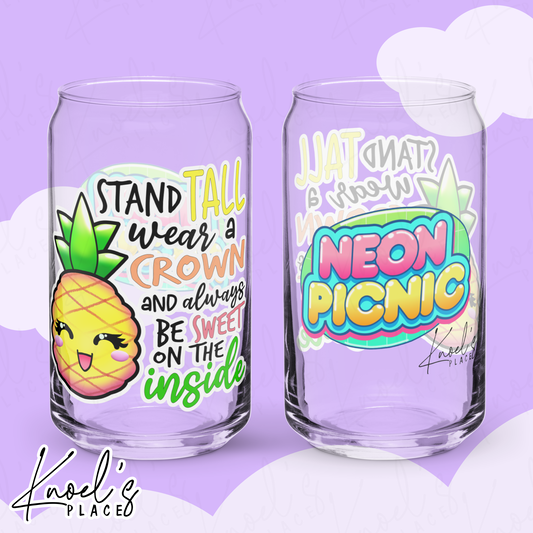 Stand Tall Neon Picnic Pineapple Can-shaped glass