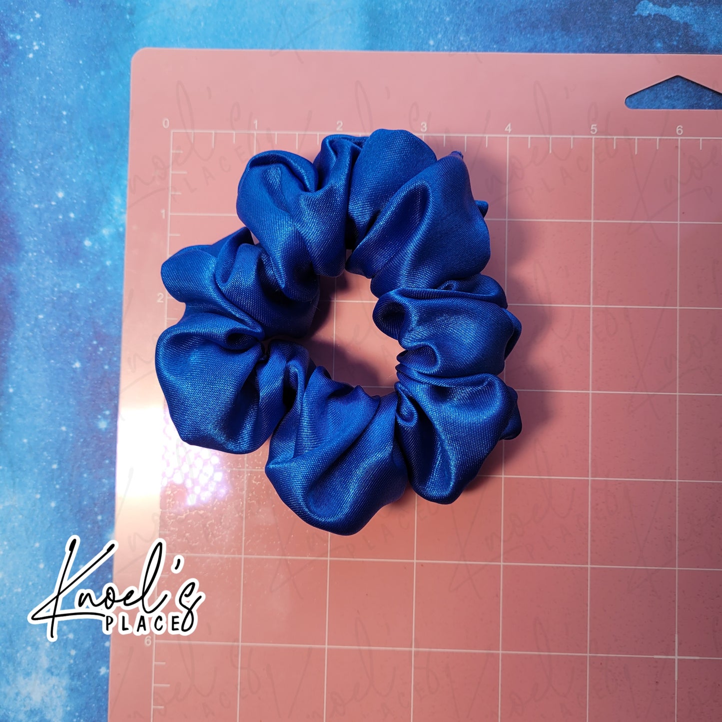 Sapphire Blue Handmade Scrunchies | Double-Layer Satin & Chiffon Oversized or Single Layer Satin Hair Ties