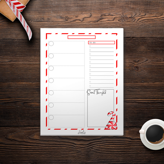 Sweet Thoughts Candy Cane Christmas Weekly Bullet Journal Planner Page