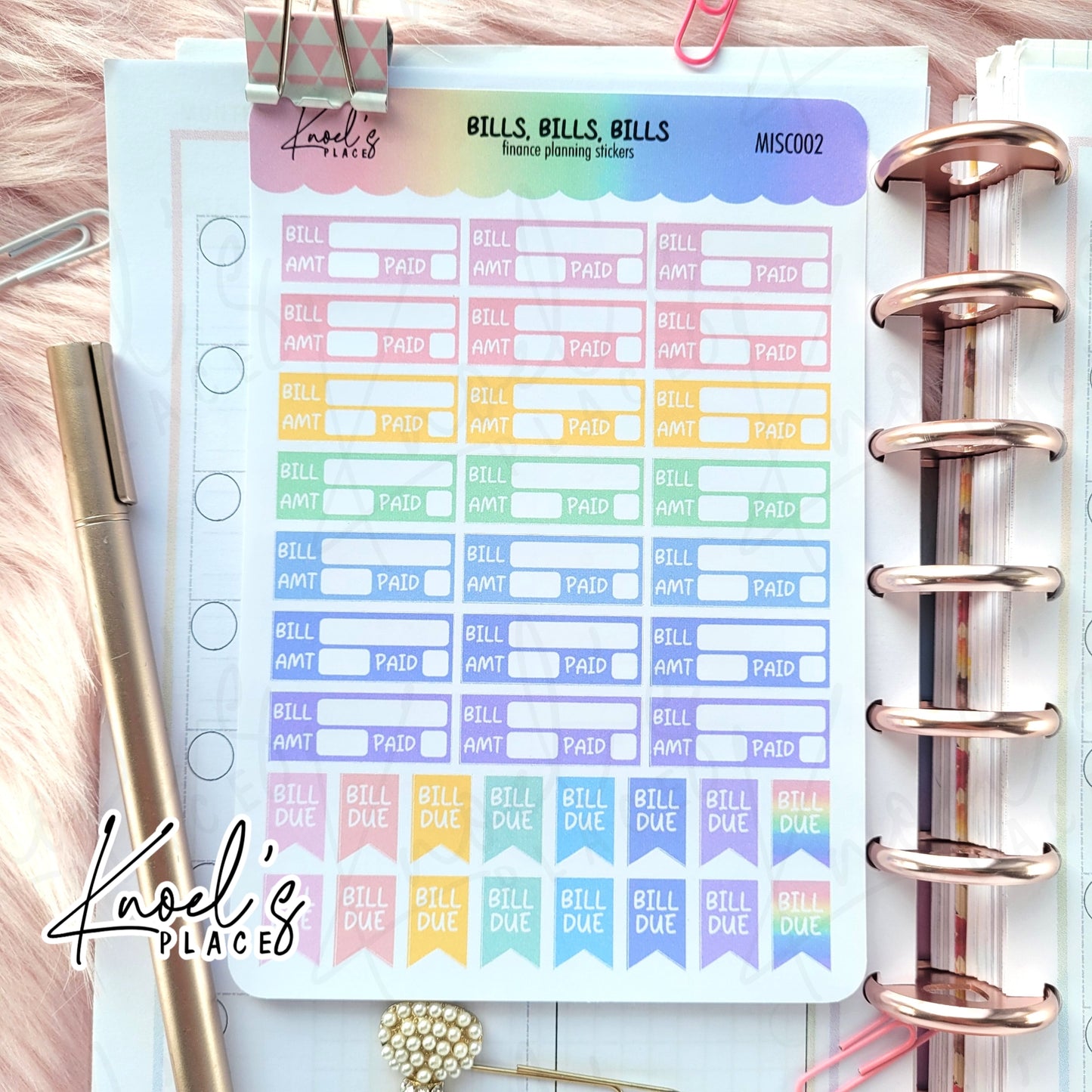 Bills, Bills, Bills | Pastel Sticker Sheet | Finance Planning Stickers