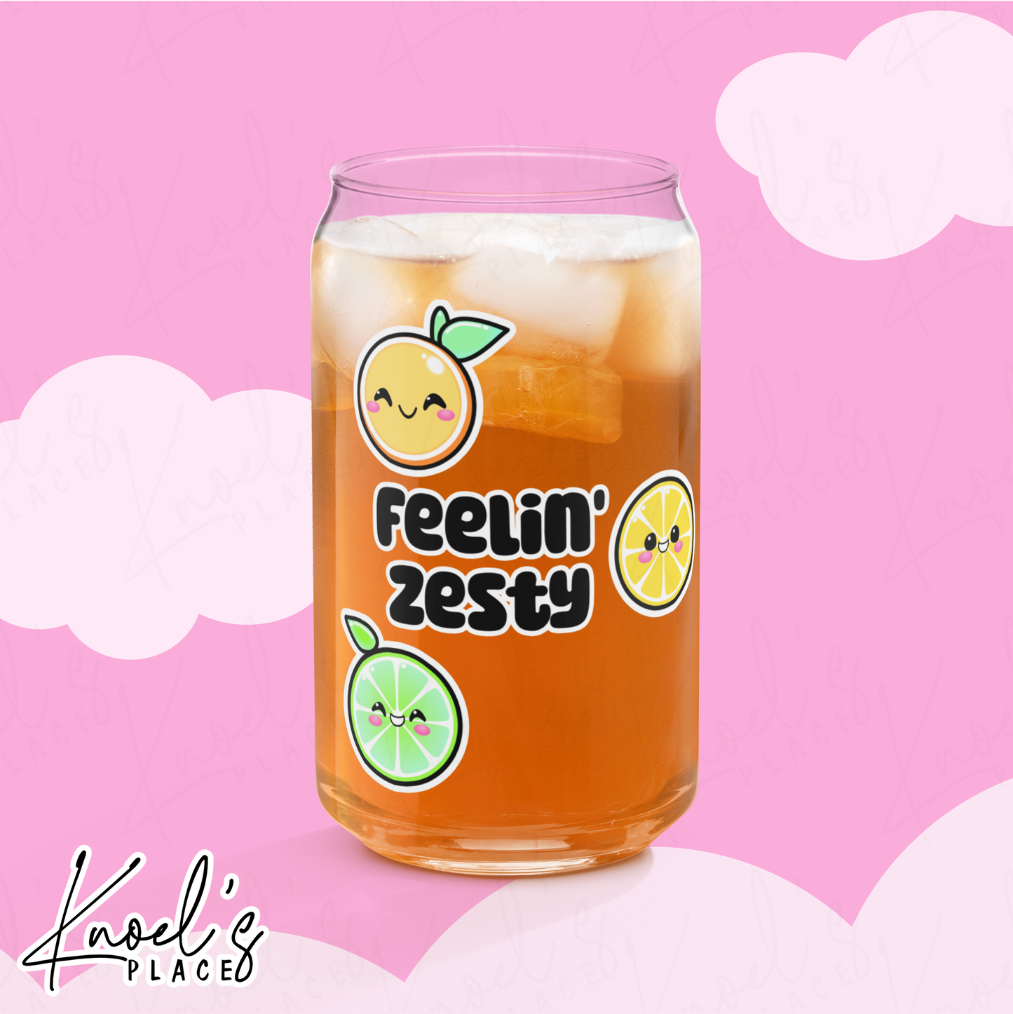 Feelin' Zesty Neon Picnic Citrus Can-shaped glass