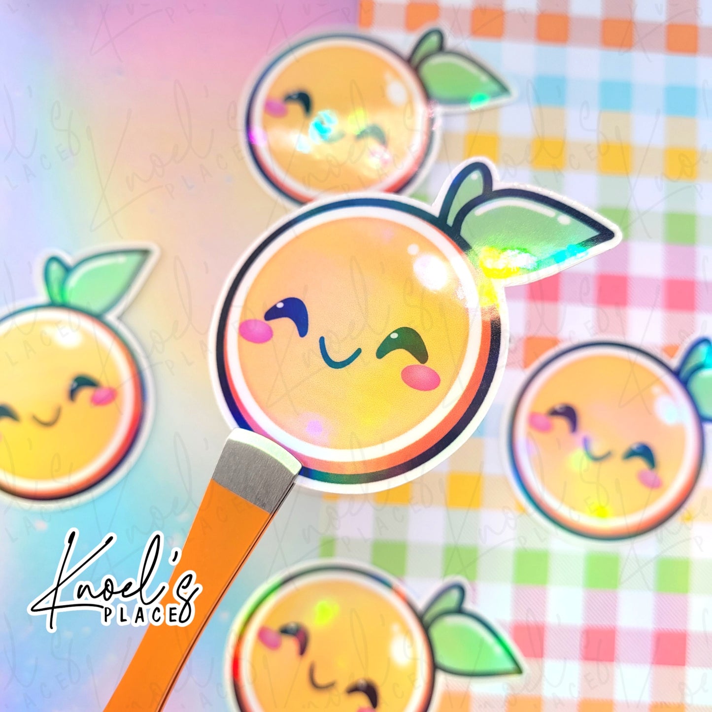Clem Orange Holographic Vinyl Sticker Decal | Neon Picnic
