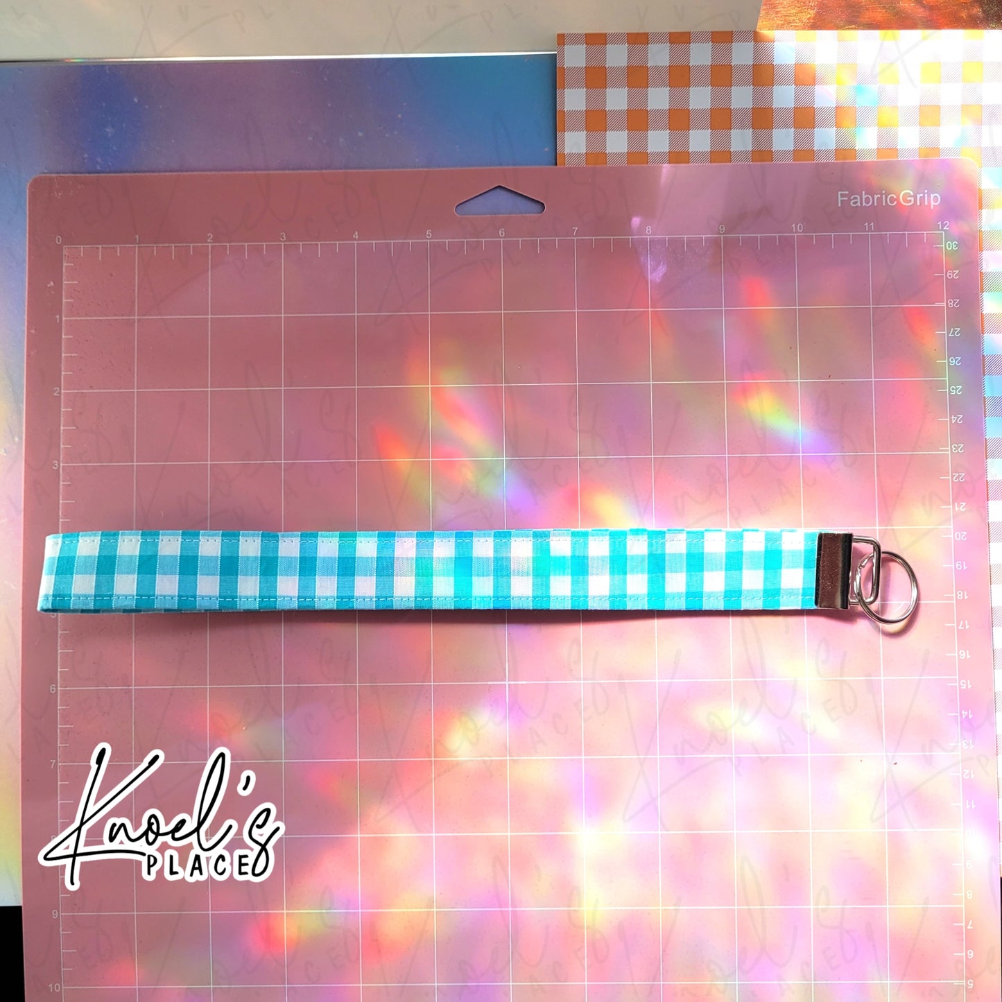 Cloud Soda (Blue) | Neon Picnic Gingham Wristlet Keychain