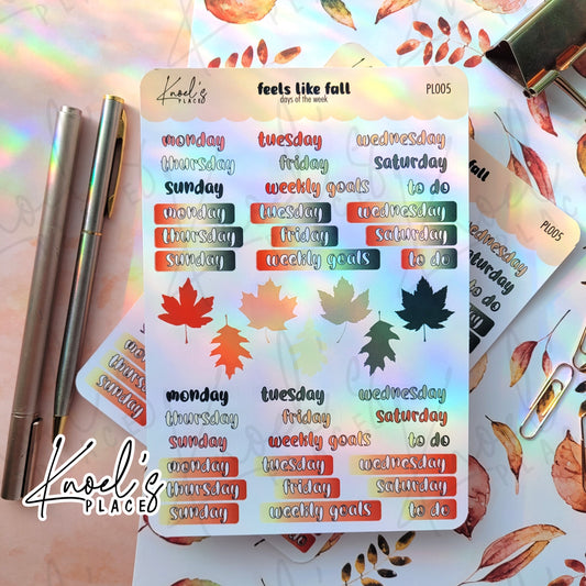 Feels Like Fall Days of the Week Planner Sticker Sheet