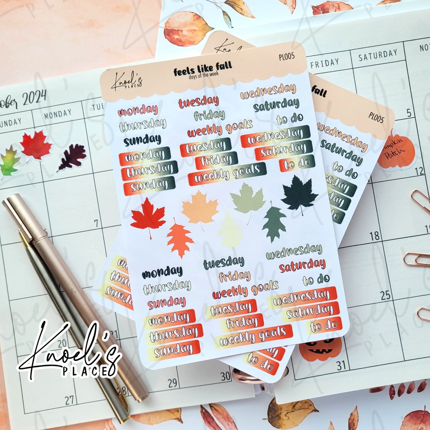 Feels Like Fall Days of the Week Planner Sticker Sheet
