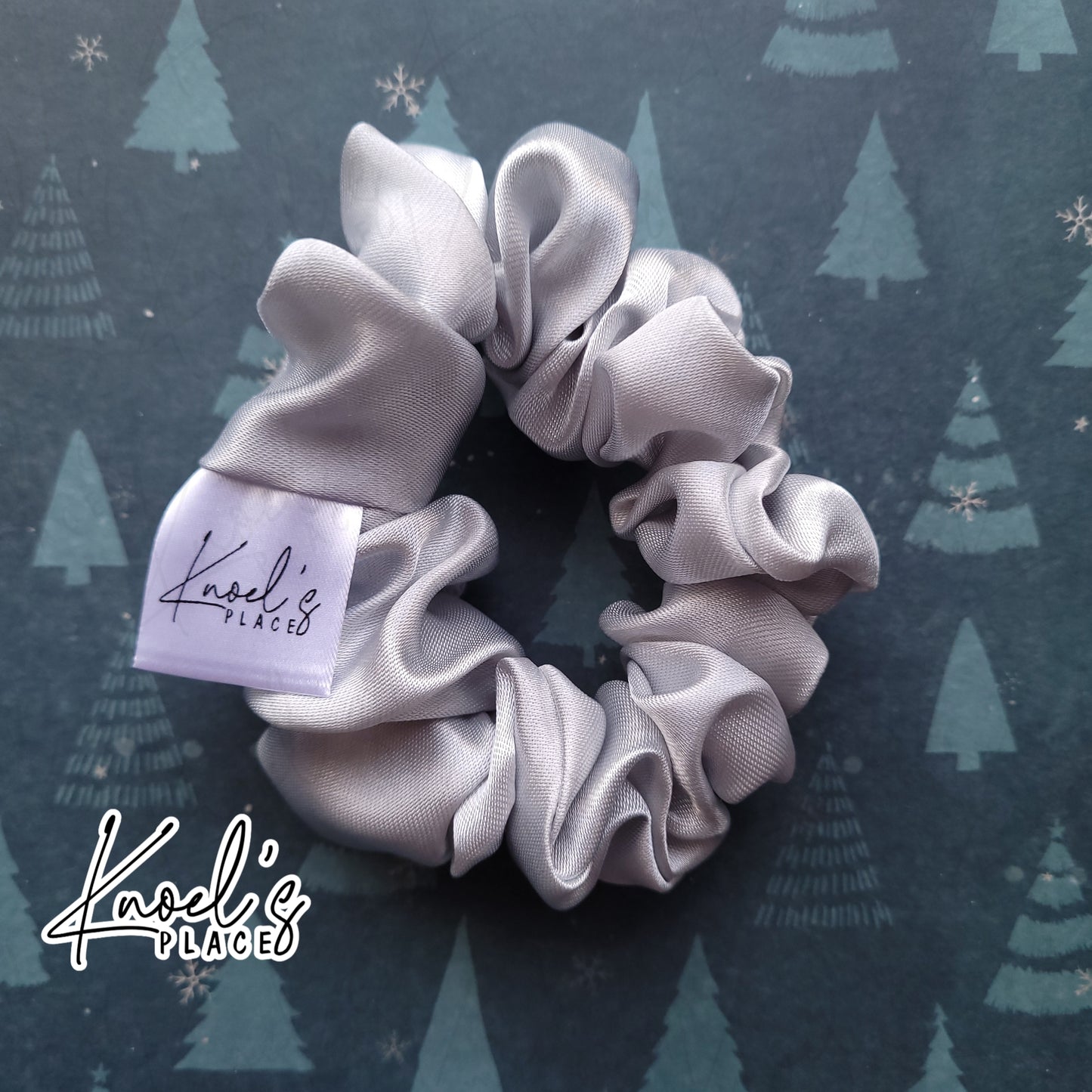 Frostbite Silver Handmade Scrunchies | Double-Layer Satin & Chiffon Oversized or Single Layer Satin Hair Ties