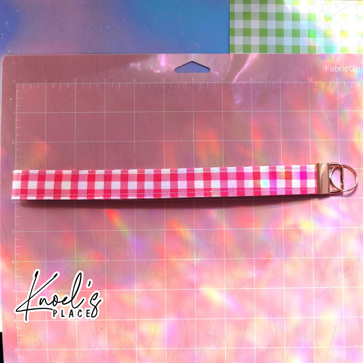Fruit Punch (Pink) | Neon Picnic Gingham Wristlet Keychain