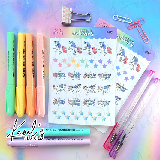 I Believe in Unicorns | Kawaii Unicorn Planner Sticker Sheet