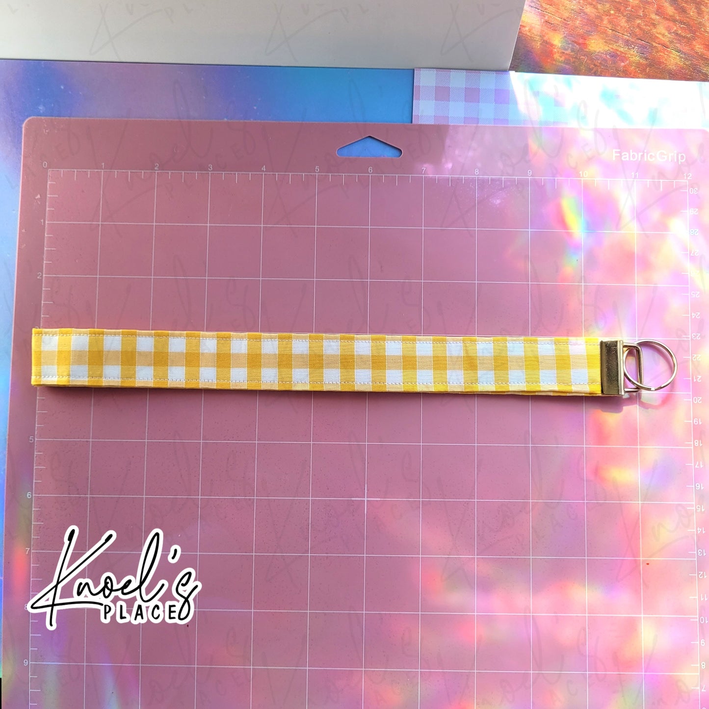Lemon Curd (Yellow) | Neon Picnic Gingham Wristlet Keychain