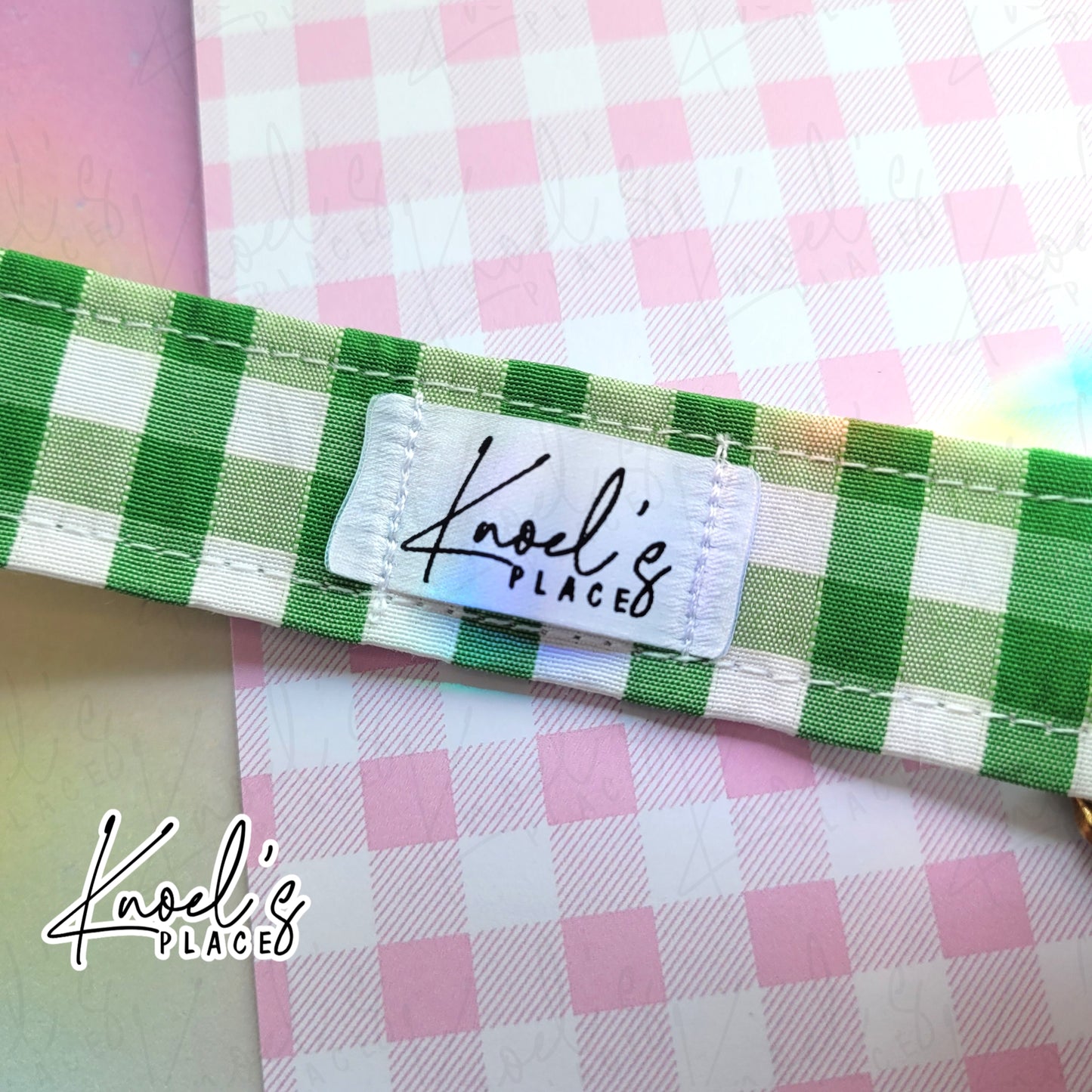 Key Lime Pie (Green) | Neon Picnic Gingham Wristlet Keychain