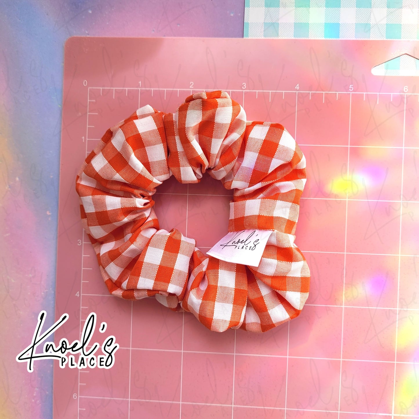 Marmalade (Orange) | Neon Picnic Gingham Handmade Cotton Scrunchie