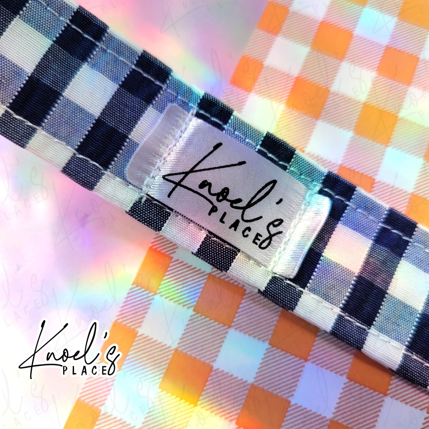 Midnight Snack (Navy) | Neon Picnic Gingham Wristlet Keychain