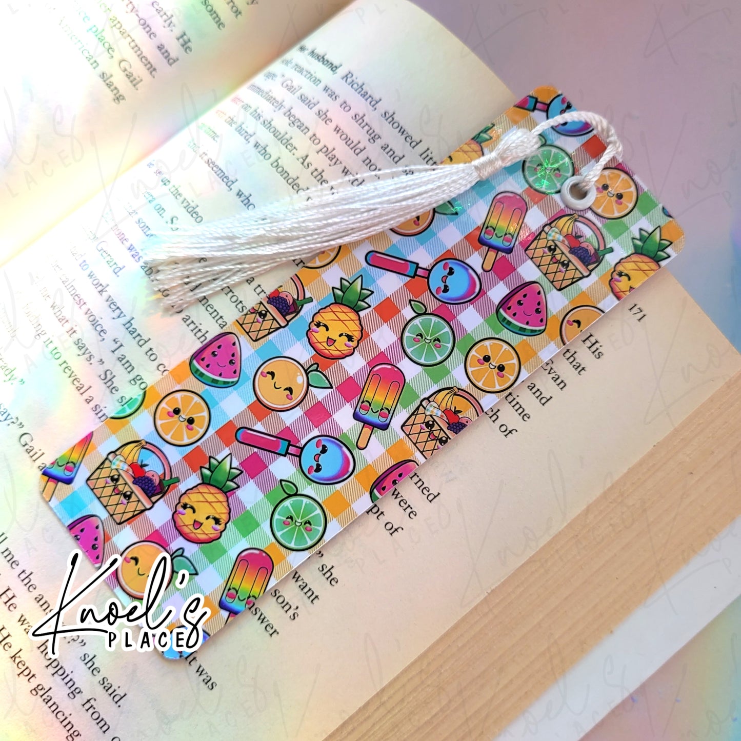 Neon Picnic Pals & Gingham Pattern Bookmark