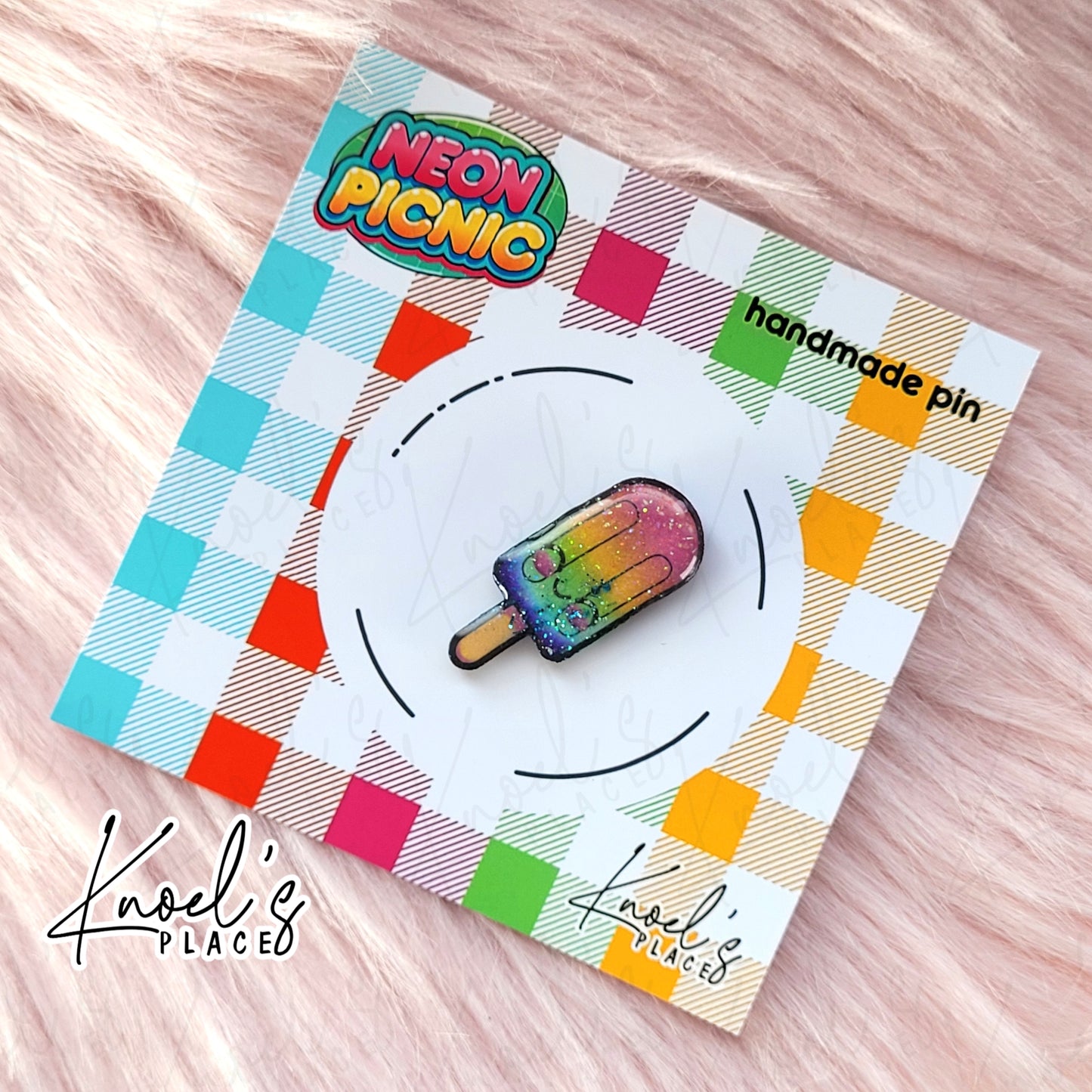 Chillbert Popsicle Pin | Neon Picnic Character Handmade Pin