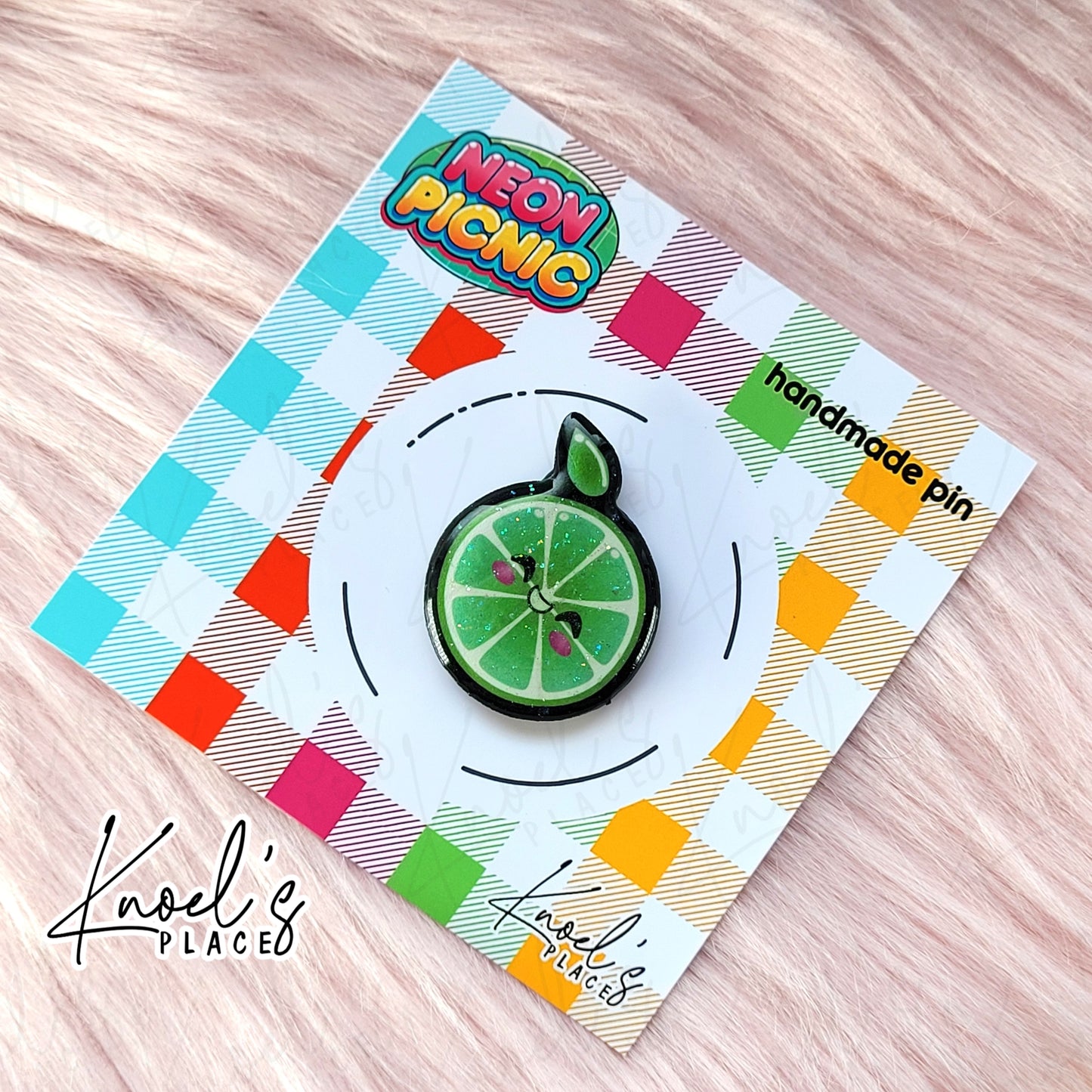 Lenny Lime Pin | Neon Picnic Character Handmade Pin