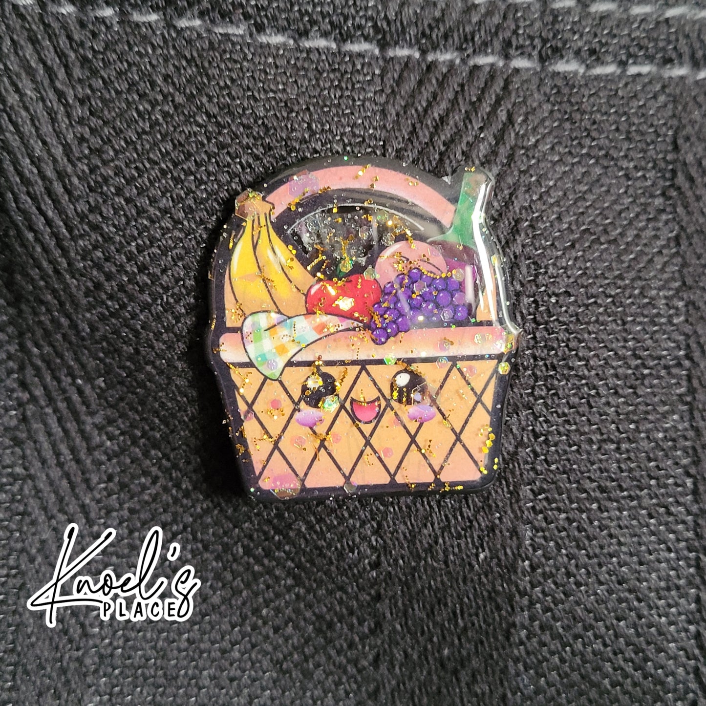 Snax the Picnic Basket Pin | Neon Picnic Character Handmade Pin