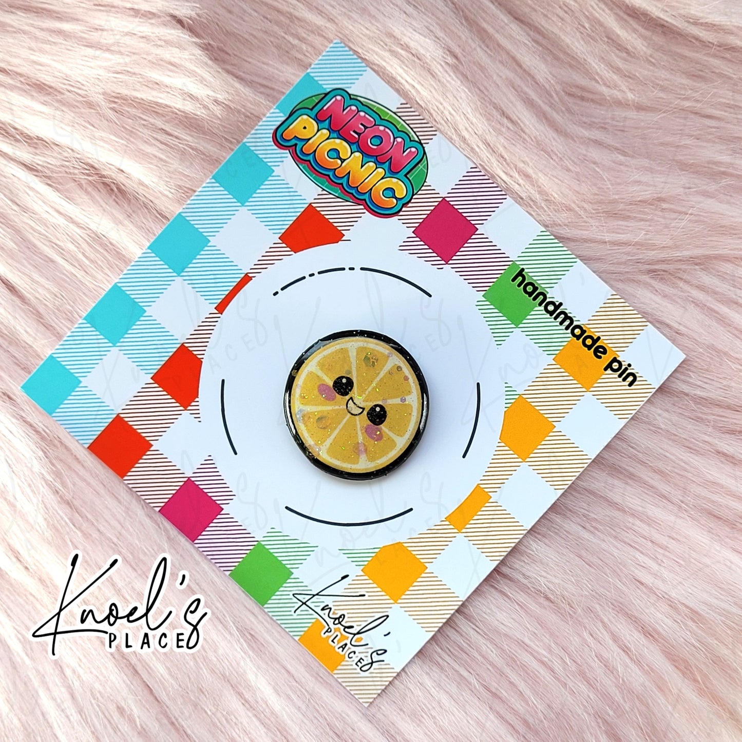 Sunny Lemon Pin | Neon Picnic Character Handmade Pin