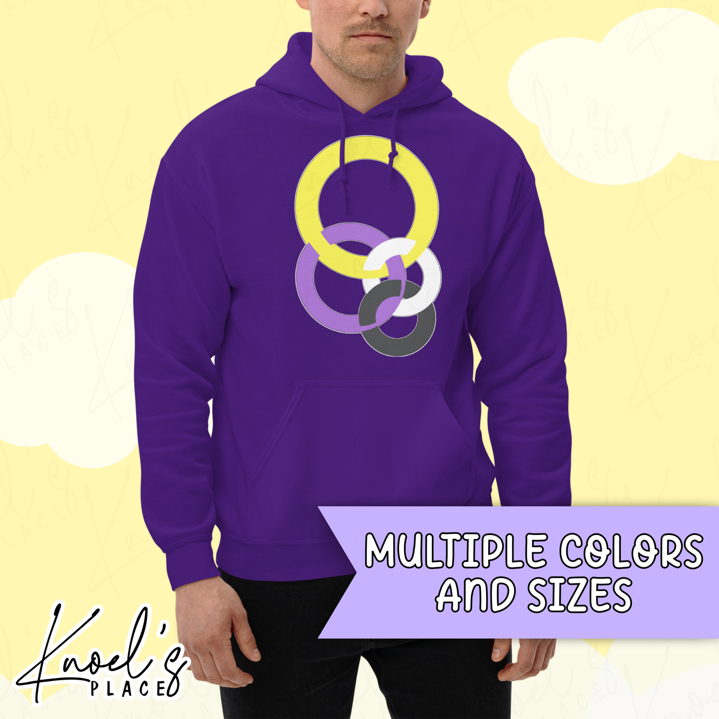 Stealth Geometric Nonbinary Pride Flag Unisex Hoodie