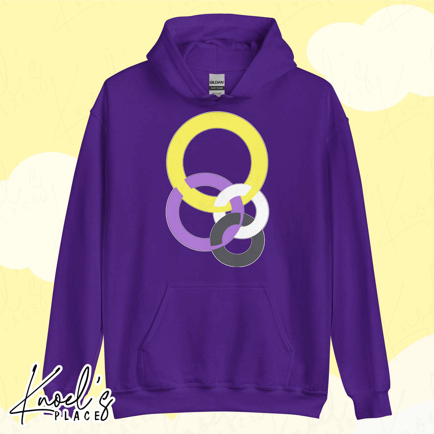 Stealth Geometric Nonbinary Pride Flag Unisex Hoodie