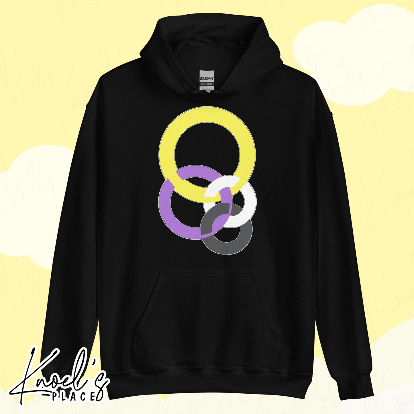 Stealth Geometric Nonbinary Pride Flag Unisex Hoodie