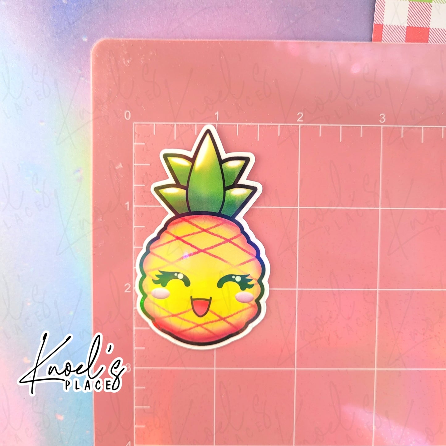 Pippa Pineapple Holographic Vinyl Sticker Decal | Neon Picnic