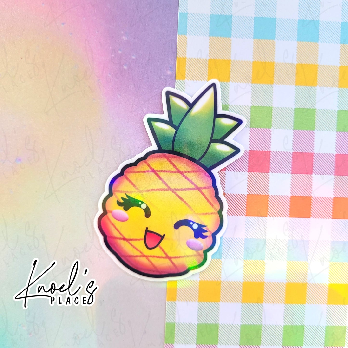 Pippa Pineapple Holographic Vinyl Sticker Decal | Neon Picnic