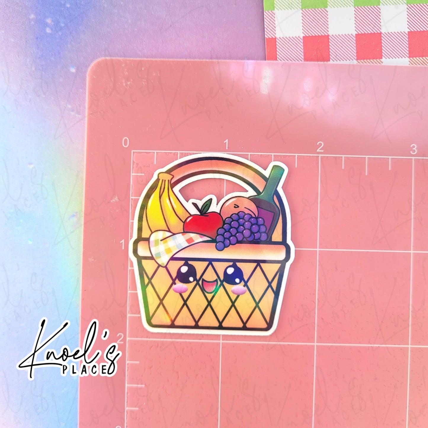 Snax Picnic Basket Holographic Vinyl Sticker Decal | Neon Picnic