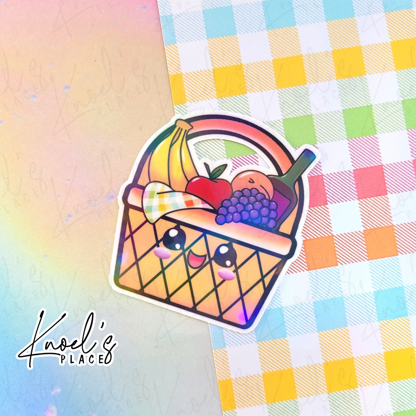 Snax Picnic Basket Holographic Vinyl Sticker Decal | Neon Picnic
