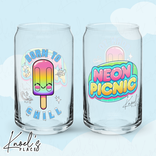 Born to Chill Neon Picnic Popsicle Can-shaped glass
