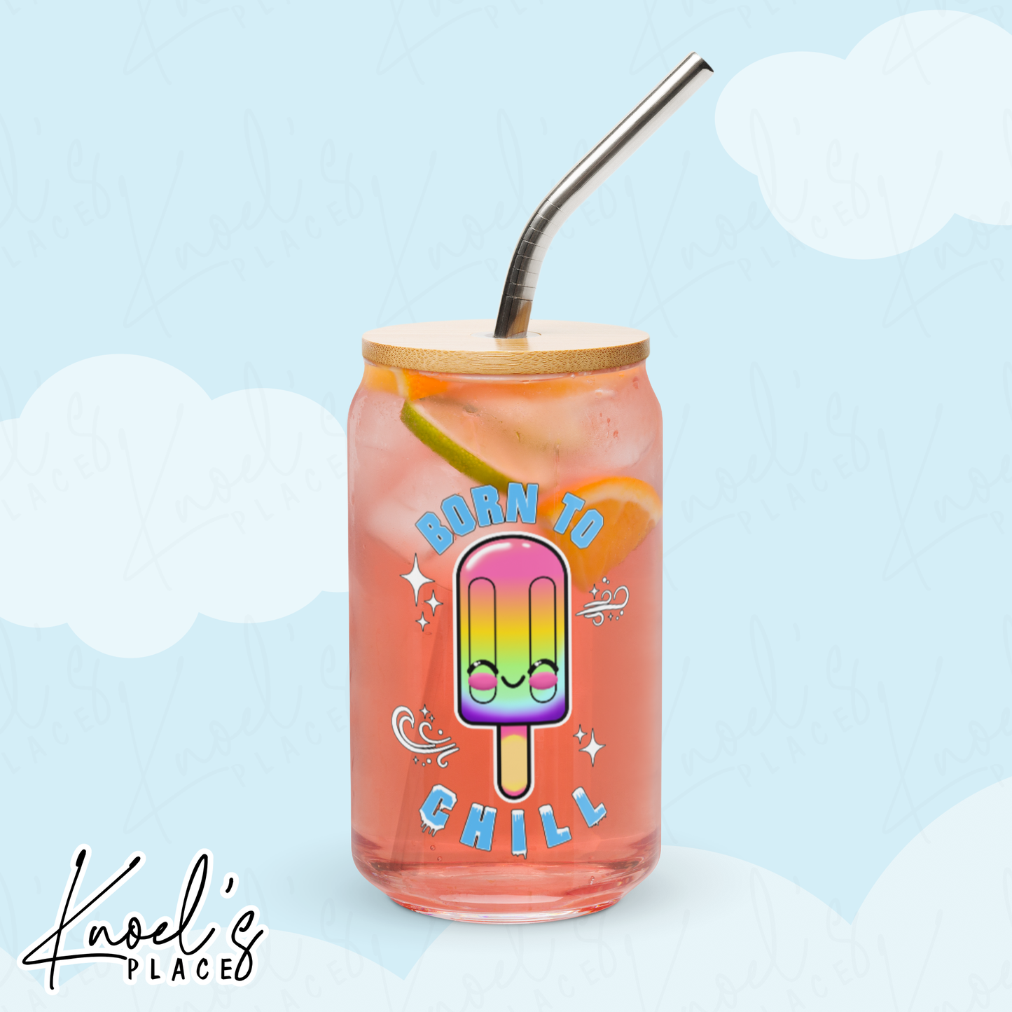 Born to Chill Neon Picnic Popsicle Can-shaped glass