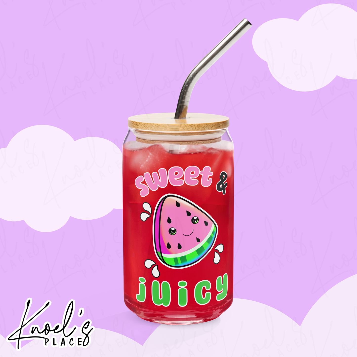 Sweet & Juicy Neon Picnic Watermelon Can-shaped glass