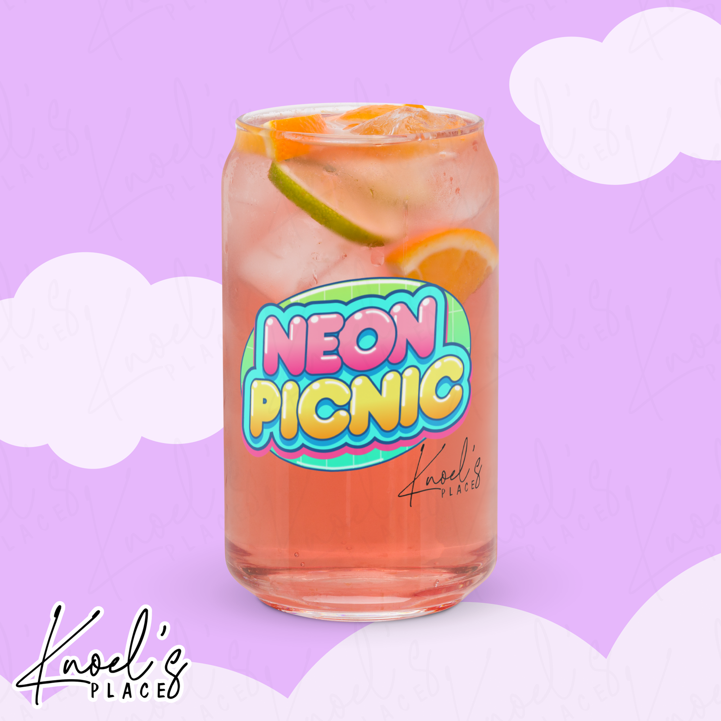 Sweet & Juicy Neon Picnic Watermelon Can-shaped glass